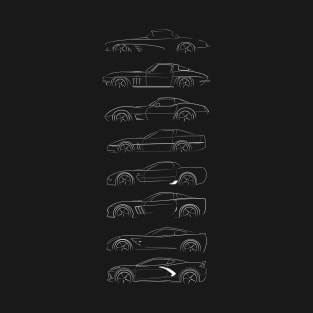 Evolution of the Corvette - profile stencil, white T-Shirt