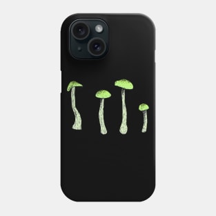 Mushroom Sketch Pen And Ink Artwork Minimal Psychedelic Nature Green Print Phone Case