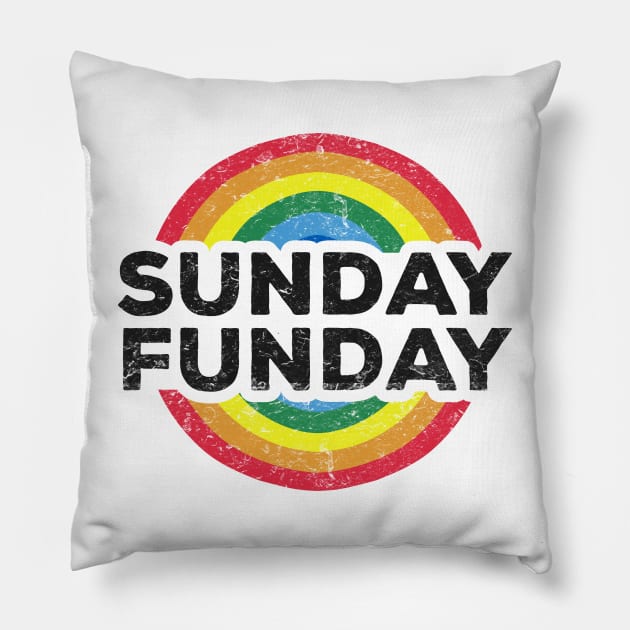 sunday funday vintage distressed Pillow by Truntlessart