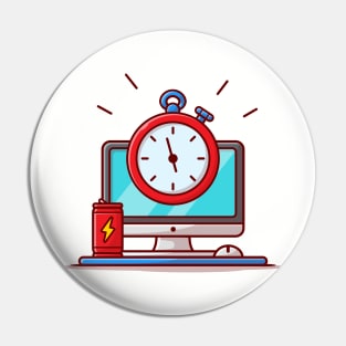 Time Work Cartoon Vector Icon Illustration Pin