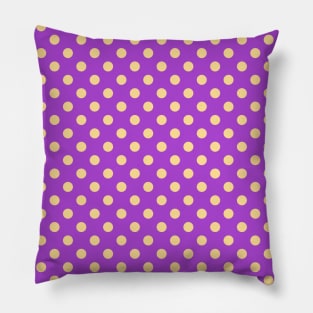 Yellow Polka Dots Pattern on Purple Background Pillow