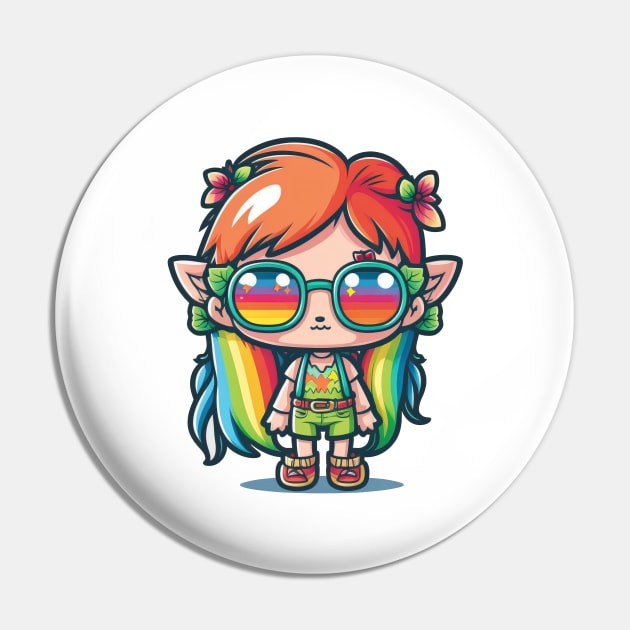 Cute happy kawaii hipster elf Pin by Quixar