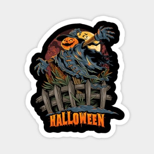 Halloween pumpkin-headed scarecrow Magnet