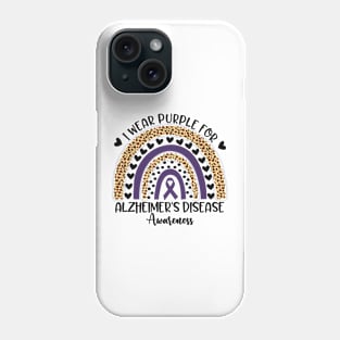 Alzheimer's Disease Awareness Month Purple Ribbon Rainbow Phone Case