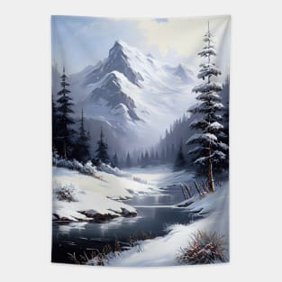 Snowy Mountains - Oil Paint Tapestry