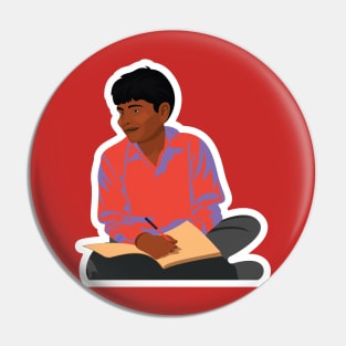 A man sitting in room reading a book with desi style design. Pin