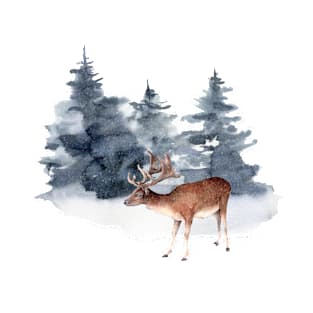 Deer Forest Snow T-Shirt