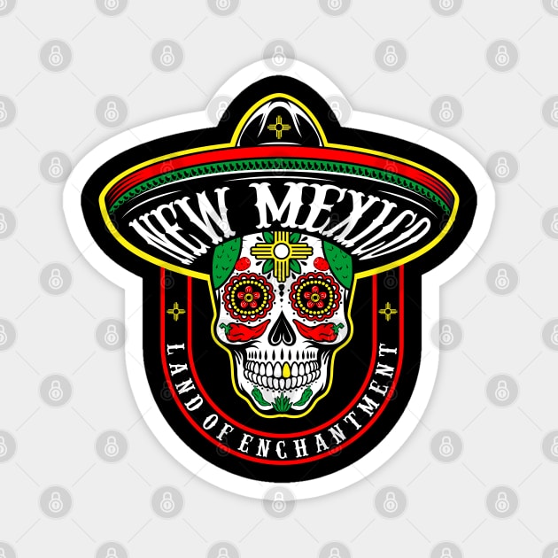 New Mexico themed sugar skull Magnet by Carlosj1313