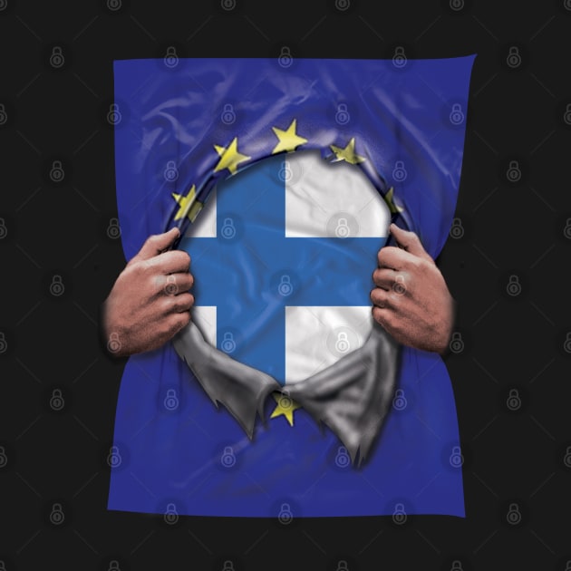 Finland Flag European Union Flag Ripped Open - Gift for Finnish From Finland by Country Flags