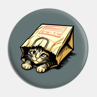 Paper Bag Cat Pin