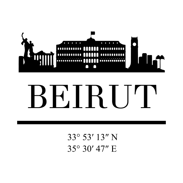 BEIRUT LEBANON BLACK SILHOUETTE SKYLINE ART by deificusArt