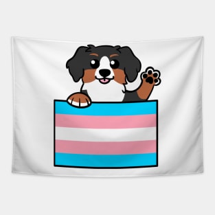 Love is Love Puppy - Bernese Trans Pride Flag Tapestry