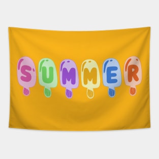 Summer: Bright pastel ice cream popsicles celebrate summer vacation Tapestry