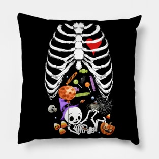 Maternity Baby Skeleton with Candy Halloween Pillow