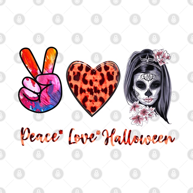 Peace Love Halloween Flower Skull Women Funny Horror by Johner_Clerk_Design