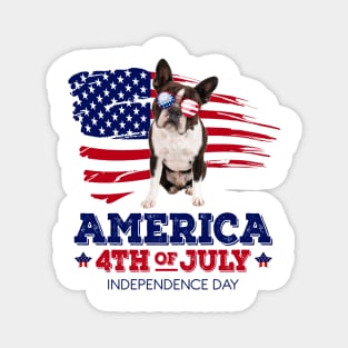Boston Terrier Flag USA - America 4th Of July Independence Day Magnet