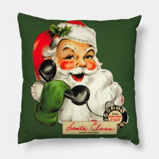 Vintage Santa on the Telephone - Retro Christmas Pillow