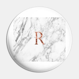 Monogram rose marble R Pin