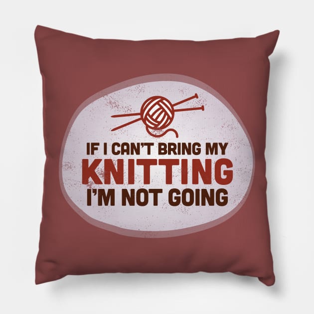 Fun Vintage Knitting Graphic For Knitters Pillow by Spindriftdesigns