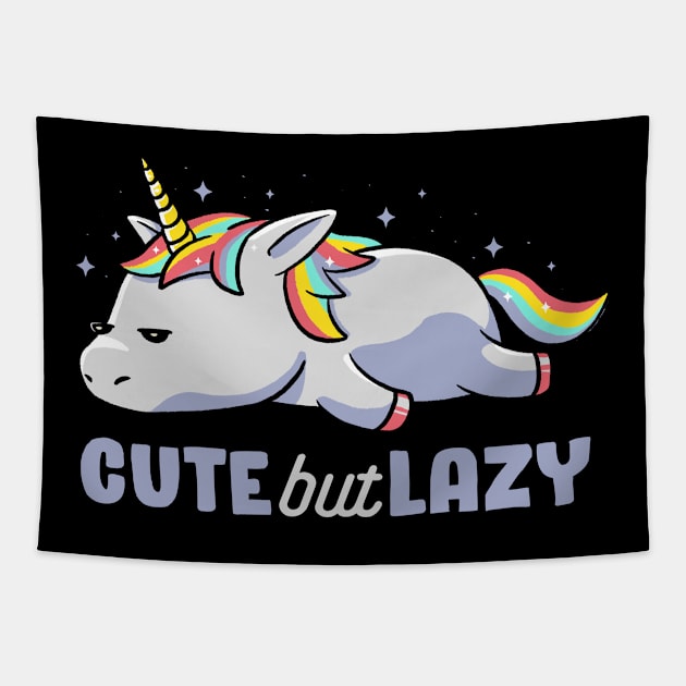 Cute But Lazy Funny Unicorn Gift Tapestry by eduely