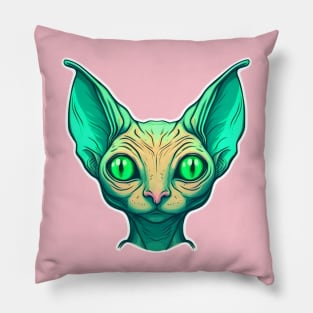 Extraterr-hiss-trial Visitor, Alien Cryptid Cat Pillow