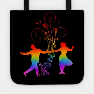 1940s Rainbow Swing Dancers Silhouettes Tote