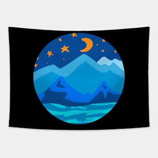 Night Star moon Mountain Sea Tapestry