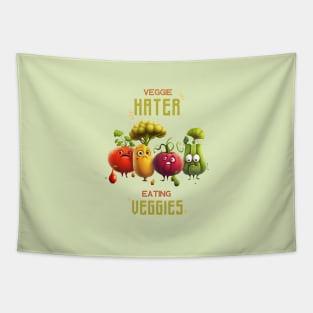 Veggie Hater Eating Veggies Tapestry