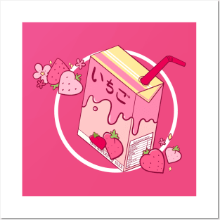 Cat Drinking Strawberry Milk Poster for Sale by DoseOfKawaii