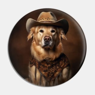 Cowboy Dog - Golden Retriever Pin