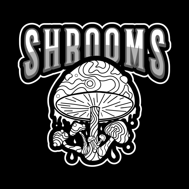 BLACK And White Shrooms Mushroom Lover by SartorisArt1