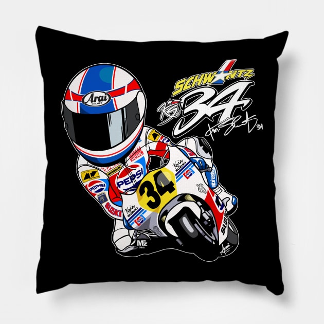 Kevin Schwantz Pepsi Suzuki Tribute Pillow by MFz Studioz