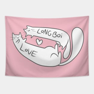 White Cats Long Boi Love Tapestry