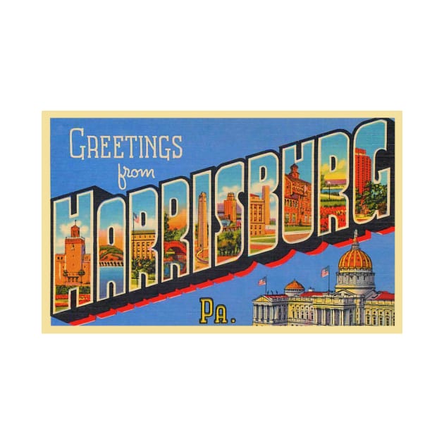 Greetings from Harrisburg Pennsylvania - Vintage Large Letter Postcard by Naves