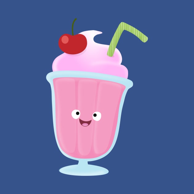 Cute strawberry ice cream sundae cartoon by FrogFactory