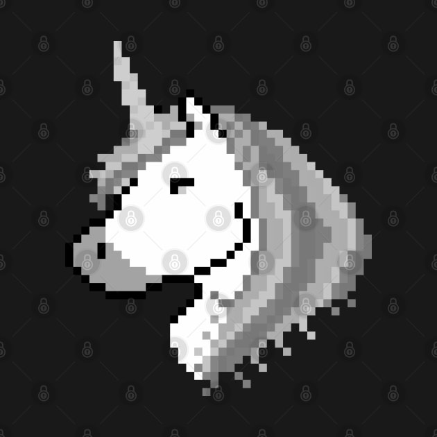 Pixel White Unicorn with Grey Mane by gkillerb