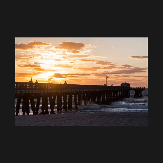 Pompano Beach Fishing Pier at Sunrise Florida Sunrise by WayneOxfordPh