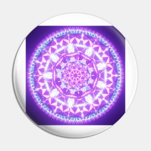 Bright Glowing Fractal Flower Design Pin