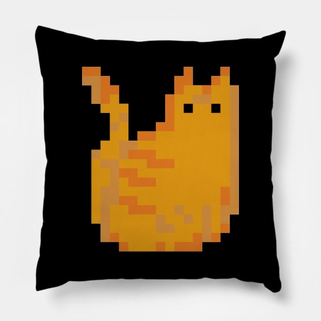 Cat Pixel Art - ginger dark Pillow by Uwaki