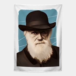 English biologist Charles Darwin illustration Tapestry