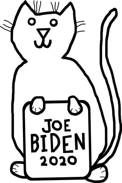 Cute Cat with Joe Biden 2020 Sign Outline Kids T-Shirt by ellenhenryart