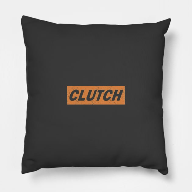 Clutch - distressed box logo Pillow by PaletteDesigns