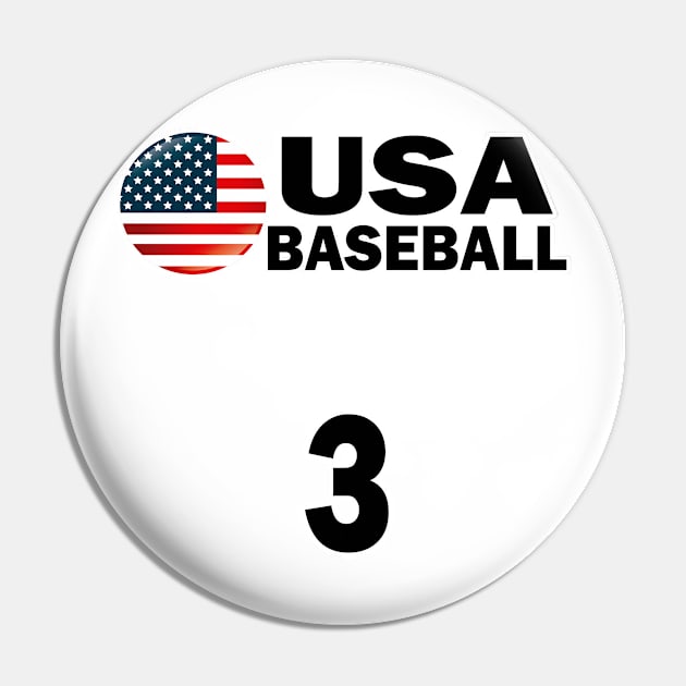 USA Baseball Number 3 T-shirt Design Pin by werdanepo