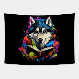 Alaskan Husky Reads Book Tapestry