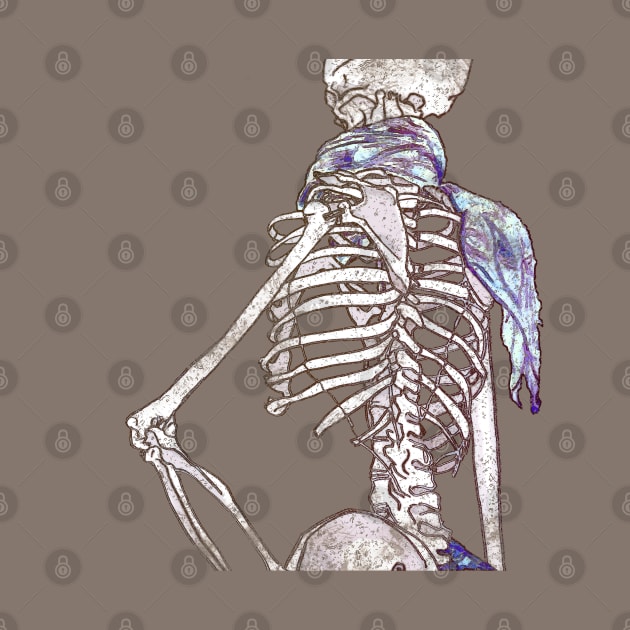 Skeleton in a Blue Scarf Vintage Look by ThisIsNotAnImageOfLoss