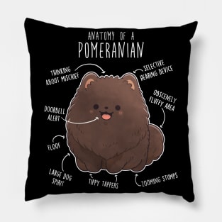 Chocolate Pomeranian Dog Anatomy Pillow