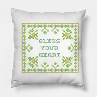 Bless Your Heart Cross Stitch Pillow