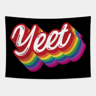 Yeet Gay Pride Gay Pride Rainbow Flag Typography LGBTQ Tapestry