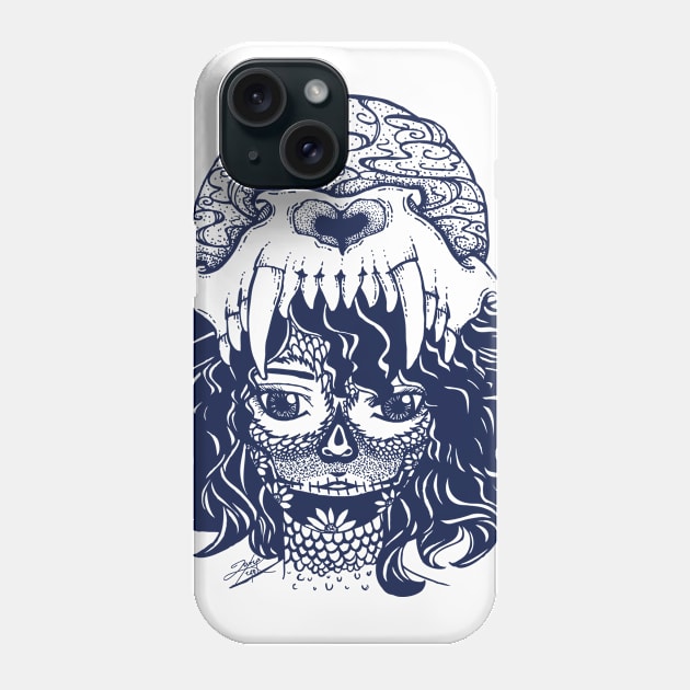 Girl and Wolf Skull Phone Case by zarya_kiqo