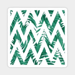 Palm Leaves Zig Zag Line (White) Magnet